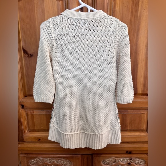 Anthropologie HWR Monogram Floral Front Knit Cardigan - Picture 2 of 13